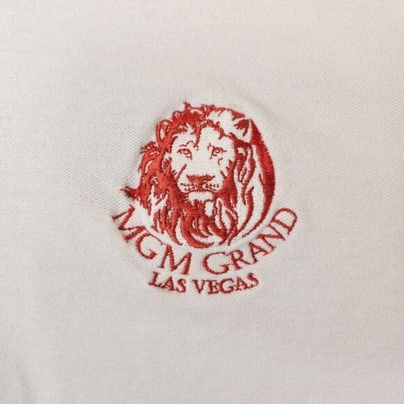 Vintage MGM Grand Polo Shirt Mens Size Large White 90s Las Vegas - Picture 2 of 5